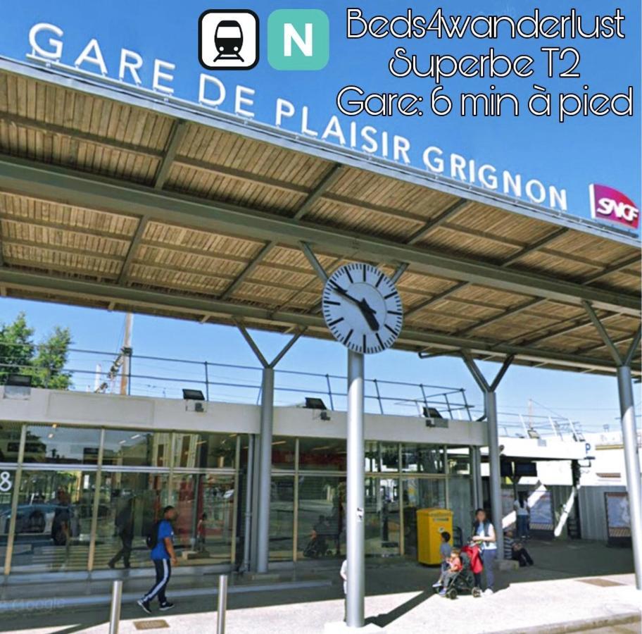 Detente & Jardin By Beds4Wanderlust - Charmant T2 Avec Jardin - Gare Plaisir-Grignon, Versailles 20Km Zewnętrze zdjęcie